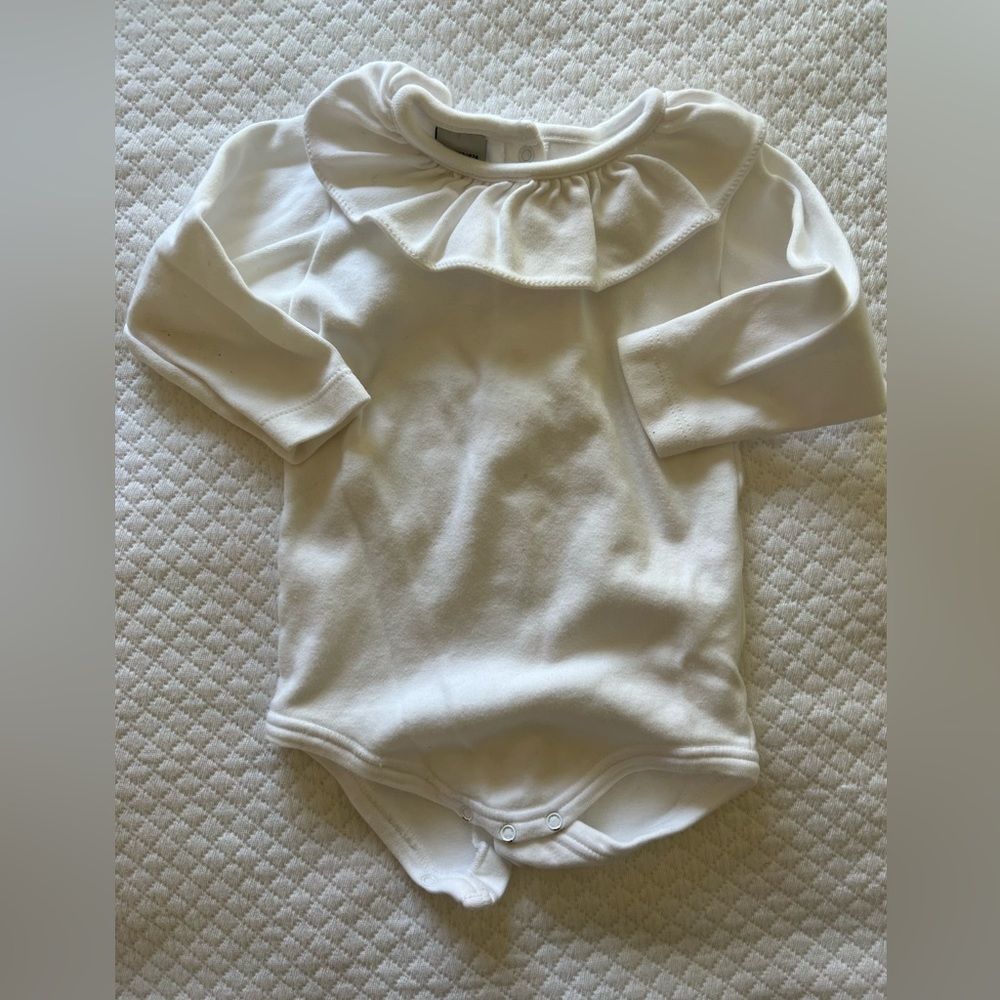 White Babidu ruffle collar bodysuit